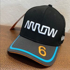 New Era Black Cap with Gray Brim and Embroidery. Arrow McLaren Indy Car Team Cap